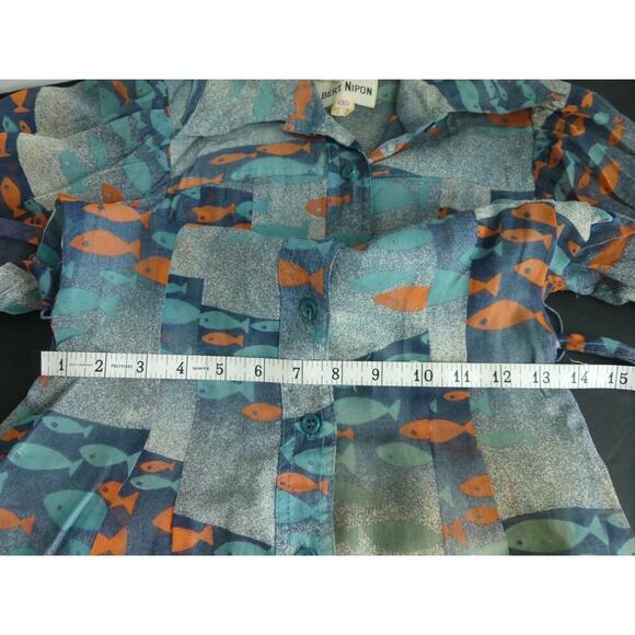 Vtg 1960s Albert Nipon Silk Fish Dress Lattimore Collab Button Front Sz 6 - Picture 12 of 13